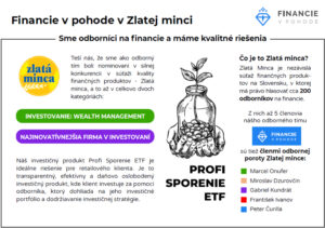 V prestížnej súťaži finančných produktov Zlatá Minca je nominovaný aj náš investičný produkt Profi Sporenie ETF